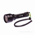 Scuba dive flashlight with white and red beam, even beam for underwater photographing